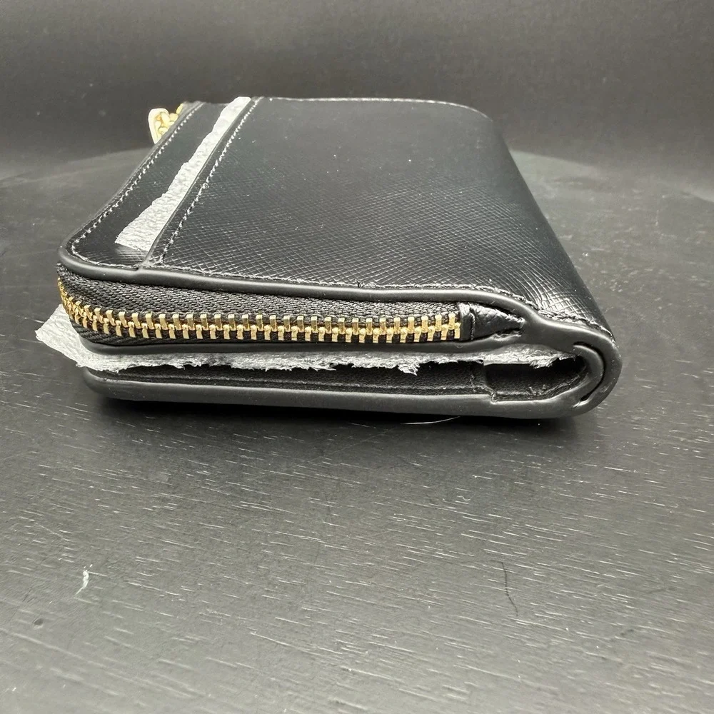NWT Kate Spade Madison Small L-Zip Wallet Black Saffiano Leather Gold Hardware - Picture 3 of 8
